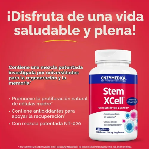 Vista 3 de Enzymedica Stem XCell, apoyo para la salud cerebral y celular - 60 cápsulas
