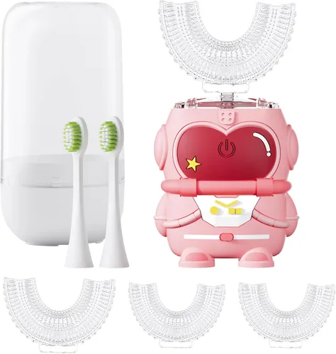 Vista 6 de Cepillo de dientes eléctrico sónico en forma de U para niños con Rosa bebé