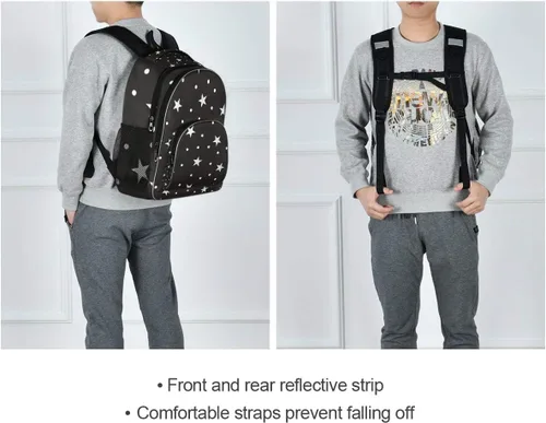 Vista 6 de ALAZA Star and Polka Dots Abstract Black White Retro Business Travel Senderismo Camping Mochila Pack para hombres y mujeres