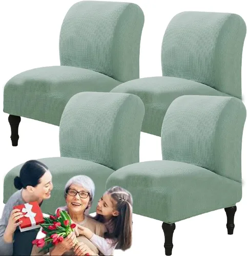 Vista 66 de Fundas elásticas para silla sin brazos, extraíbles y lavables, de elastano jacquard sin reposabrazos, protector de muebles para sala de estar, Verde