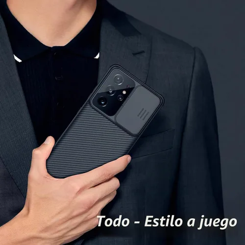 Vista 6 de IMLUCKIES Funda para Samsung Galaxy S21 Ultra con cubierta de la cámara, parte trasera de PC dura y parachoques suave, protector y ajuste delgado