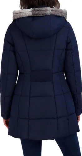 Vista 4 de Nautica Chaqueta acolchada pesada para mujer con capucha forrada de piel sintética