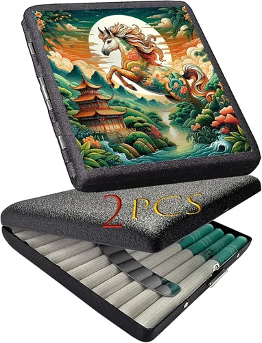 Vista 12 de 2pcs Cigarette case, Capacity Can Hold 20 Sticks,Metal Cigarette Box Portable Holder Crush-Proof Wallets, Card Cases & Money