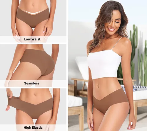 Vista 4 de Altheanray Ropa interior para mujer, ropa interior sedosa sin costuras, ropa interior para mujer, bragas, hipster, invisible, ropa