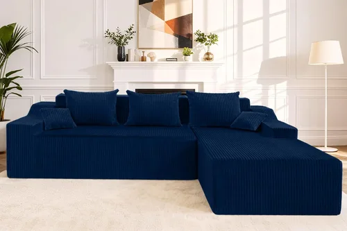 Vista 16 de HABUTWAY Sofá modular modular de 101 pulgadas con asiento profundo, moderno sofá convertible en forma de L, sofá tapizado con diván para sala