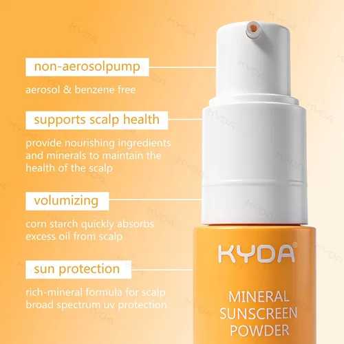 Vista 3 de KYDA Champú seco en polvo SPF 35, 0.71 onzas de tamaño de viaje Mineral Scalp Sunscrren Champú seco para mujeres y hombres, sin aerosol, champú