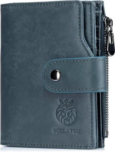 Vista 73 de LUKZIJAES Billetera de cuero genuino para hombre, con bloqueo RFID, delgada, plegable, bolsillo frontal, #3-Café, Vintage