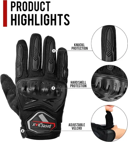 Vista 6 de BORLENI Guantes de montar en motocicleta, pantalla táctil, guantes de dedo completo, motocross, carreras, bicicleta, deportes al aire libre