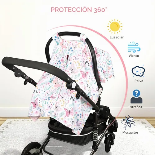 Vista 4 de Peekaboo - Funda para asiento de automóvil para bebé, niñas, niños, mamás, lactancia, manta para bebé, mariposa
