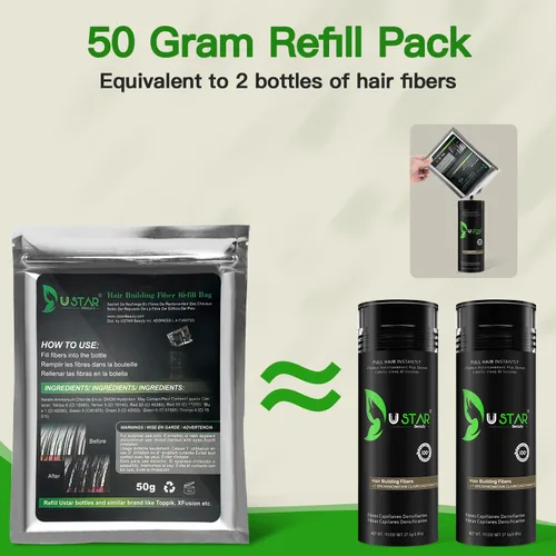 Vista 2 de USTAR Bolsa de recarga de fibras de construcción de cabello 1.76 oz (Auburn)