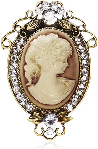 Vista 7 de LUREME Vintage Elegante Dama Victoriana Belleza Cameo con Broche de Cristal Pin (br000017)