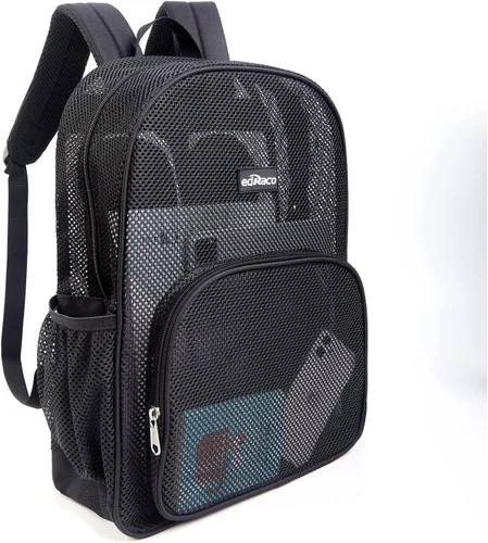 Vista 2 de Edraco Mochila de malla resistente, mochila transparente, bolsa de malla para libros, Negro -, Estilo 2