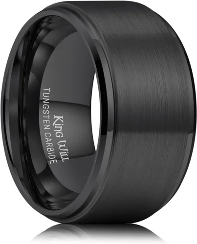 Vista 22 de King Will Anillo de Boda Clásico de Tungsteno para Hombre, Anillos de 6/7/8/9/10mm de Ancho, Acabado Pulido, Borde de Escalón Mate, Ajuste Cómodo
