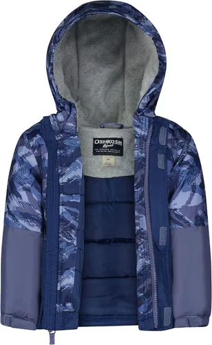 Vista 2 de OshKosh B'Gosh Conjunto de chaqueta de esquí y peto de nieve para niños Azul