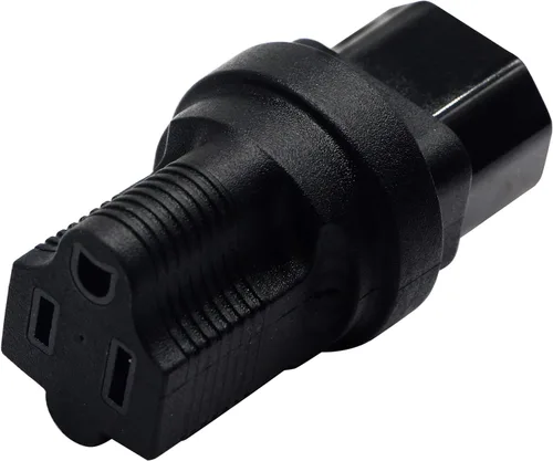 Vista 4 de Adaptador de corriente de enchufe de 3 clavijas USA C14 a NEMA 5-15R para adaptador de corriente de computadora estándar 15A/125V (IG-320)