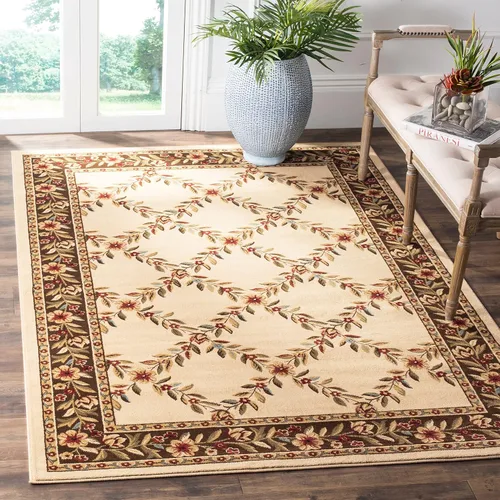 Vista 37 de SAFAVIEH Lyndhurst Collection - Alfombra de pasillo, 2 pies 3 pulgadas x 8 pies, color negro y marrón, diseño tradicional de enrejado floral,