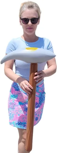 Vista 3 de Pick Axe Inflate (33") Madera y Color Plata. Juguete Inflable Herramienta para Niños. Recuerdo de Fiesta