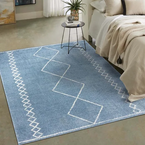 Vista 6 de LUXE WEAVERS Daphnes 2735 - Alfombra geométrica marroquí bohemia azul de 8 x 10 pies