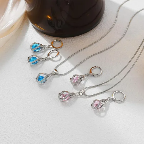 Vista 5 de IFKM Silver Jewelry Sets for Women Rhinestone Crystal CZ Bridal Bridesmaid Accessories Necklace Earrings set for Wedding Prom Anniversary Birthday