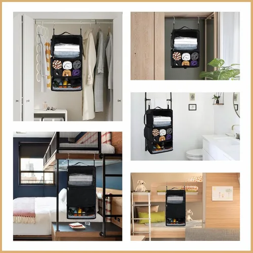 Vista 7 de Surblue Bolsa de Almacenamiento para Viaje con Estantes Colgantes, Cubo de Empaque de Compresión para Maleta Plegable con Capa Extensible de Gran