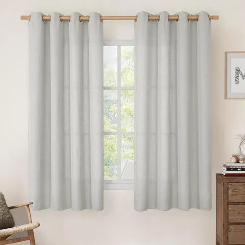 Vista 59 de LAMIT Cortinas de lino marrón caramelo para sala de estar, 84 pulgadas, de lino sintético, texturizado, filtrante de luz, paneles de privacidad