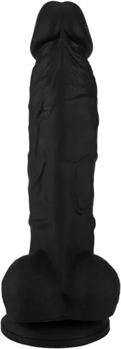 Vista 3 de Consolador de silicona realista, con succión. Premium. 6.7 pulgadas. de Naughty., Negro, 1, 1