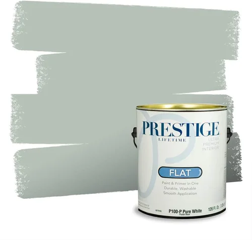 Vista 91 de Prestige Paints - Pintura exterior e imprimación en uno, 1 galón, plano, compatibilidad comparable con el color menta «Whipped Mint» de Behr