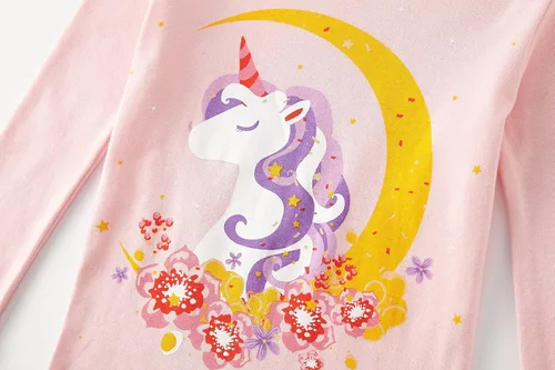 Vista 5 de AmberEft Pajamas for Girls 4-Piece PJs Cotton Pyjama Sets Sleepwear 2-12 Years