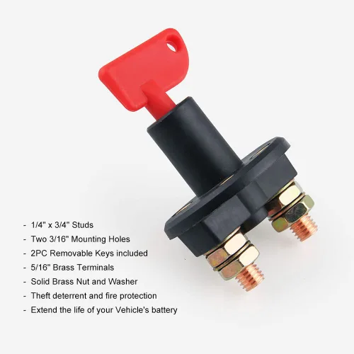 Vista 5 de Interruptor de desconexión de batería con 1 llave aislador de batería interruptor de desconexión universal para barcos de coches marinos