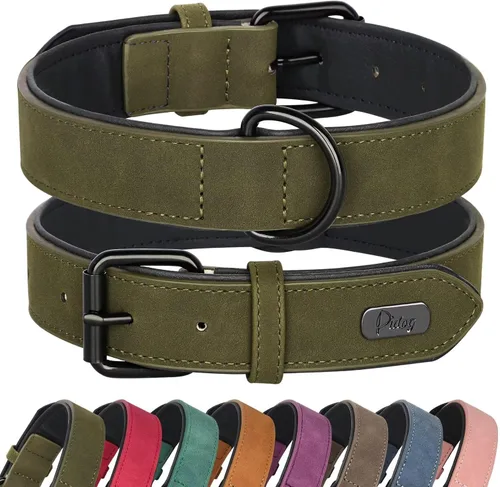 Vista 15 de Didog Collar de Perro de Cuero PU Suave Acolchado, Transpirable y Ajustable Collares para Perros Pequeños, Cómodo para Caminata Diaria, Azul, M
