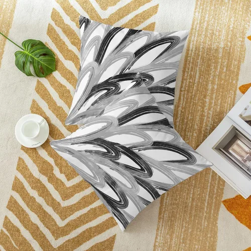 Vista 2 de CaliTime Juego de 2 fundas de almohada decorativas de vellón de dos tonos con plumas abstractas para sofá, cama, decoración de casa rural, 16 x 16