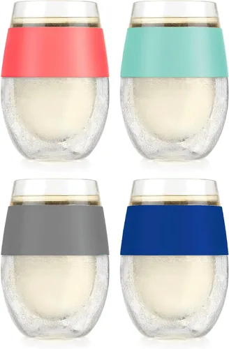 Vista 12 de Host Vasos Enfriadores de Vino con Congelación, Copas de Vino de Plástico para Vinos Tintos y Blancos, Vaso Aislante de Doble Pared Congelable