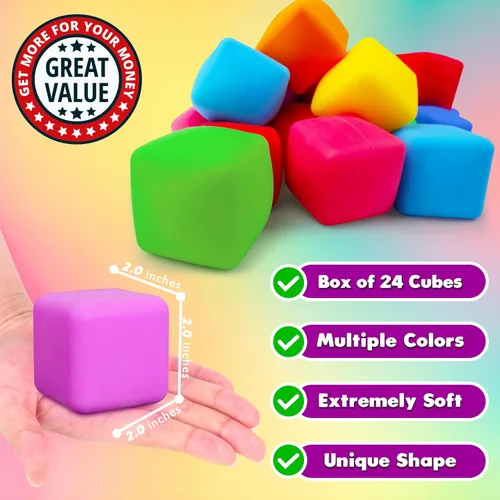 Vista 3 de Paquete de 24 Cubos Antiestrés de Elevación Lenta, Pelotas Antiestrés de Masa de Tamaño Grande, Juguetes Fidget para Alivio de Ansiedad, Fidgets