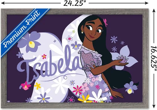 Vista 3 de Trends International Disney Encanto - Póster de pared Isabela, 22.4 pulgadas de largo x 14.7 pulgadas, versión enmarcada en madera de granero