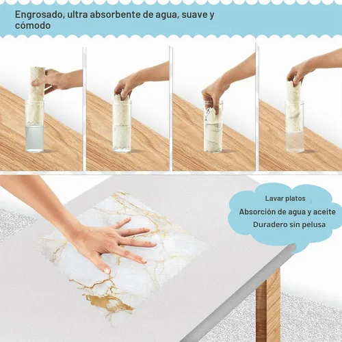 Vista 5 de Paquete de 6 paños de cocina de arte abstracto de mármol dorado para secar platos, paños de limpieza absorbentes, paños reutilizables para cocina