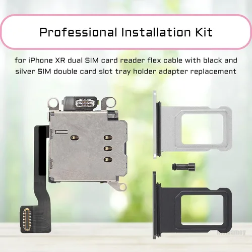 Vista 3 de para iPhone XR Dual SIM lector de tarjetas Flex Cable Reemplazo Black and Silver SIM Double Card Slot Tray Holder Adapter with SIM Eject Pin