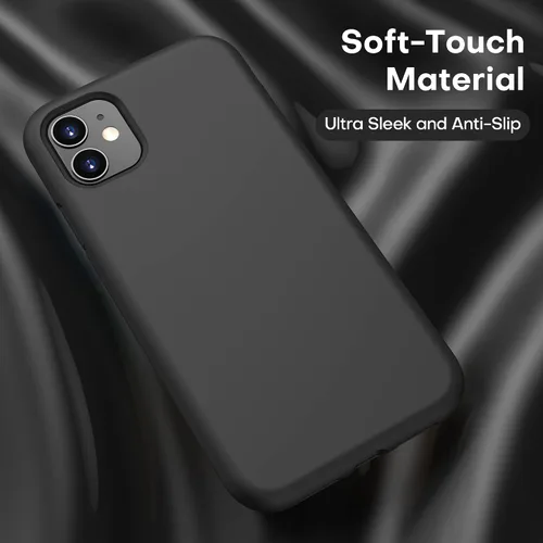 Vista 3 de CellEver Funda de silicona resistente para iPhone 11, protección militar contra caídas, protección elevada de pantalla y cámara, interior sin Negro