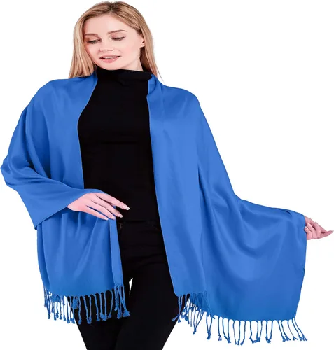Vista 41 de CJ Apparel Solid Color Tassels Design Nepalese Shawl Seconds Scarf Wrap Stole Throw Head Wrap Pashmina Hand Made in Nepal Amarillo ámbar