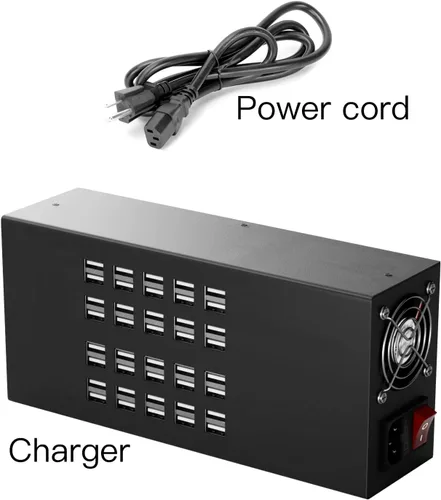 Vista 5 de Hub de carga USB 40 en 1, estación de carga USB de 40 puertos y 300 W, negro, USB tipo A, compatible con iPhone, iPad, Samsung, tabletas