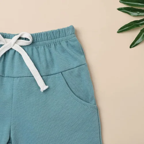 Vista 6 de Ropa para bebé niño pequeño, trajes de verano de manga corta, camiseta de retazos y pantalón con bolsillo, conjunto de 2 piezas, 12 meses a 4 años