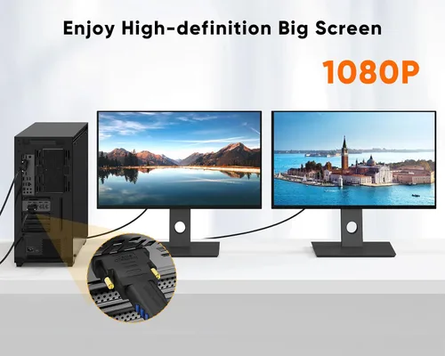 Vista 3 de CableCreation Adaptador DVI a HDMI, DVI macho a HDMI hembra convertidor Bidireccional, 1080P, conector chapado en oro, 3D para PS5, PS4, caja