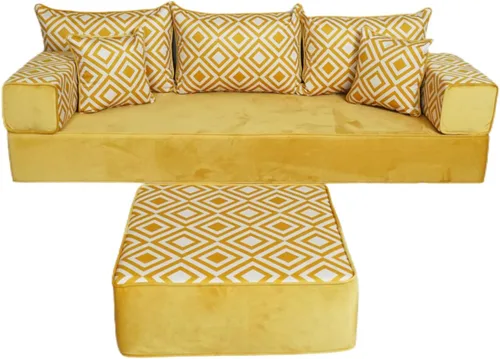 Vista 14 de arabicsofa Sofá de piso turco hecho a mano con almohadas de respaldo, cojines de piso árabes Diwan para sala de estar Negro