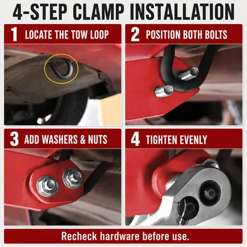 Vista 4 de Gancho de remolque trasero para coche universal, anillo de remolque de aleación de aluminio, gancho de remolque de carreras, color rojo