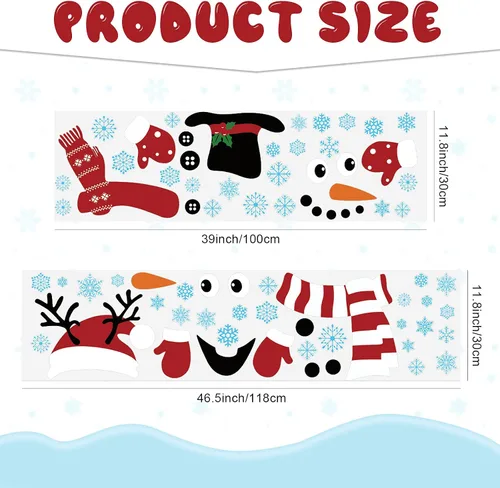 Vista 3 de Censen 2 Piezas Pegatinas de Puerta de Navidad Decoraciones de Invierno Navidad Muñeco de Nieve Calcomanías de Ventana Removibles Pegatinas