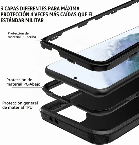 Vista 4 de Gurible - Funda para Samsung Galaxy S21 Plus, protección resistente de 3 capas, a prueba de golpes, a prueba de polvo, antiarañazos, con cubierta