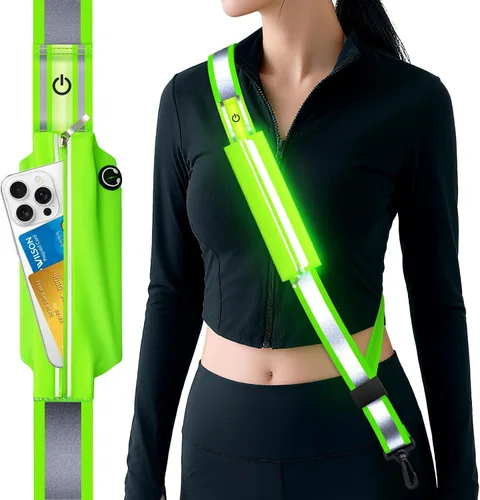 Vista 10 de Cinturón reflectante LED, luz LED recargable, equipo de seguridad nocturna para caminar, equipo reflectante ajustable de alta visibilidad