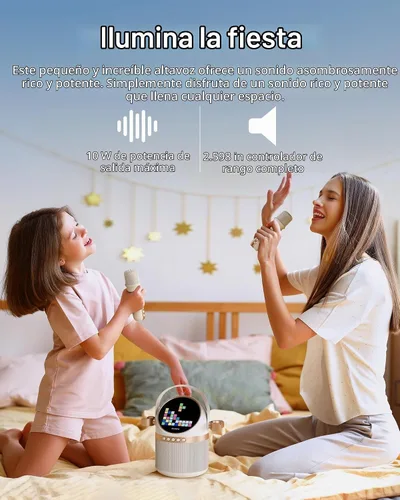 Vista 5 de PHILIPS S2508 Máquina de karaoke portátil, altavoz Bluetooth para fiestas con 2 micrófonos de karaoke, batería de 7 h, modos de luz multicolor