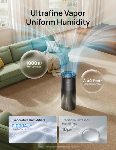 Vista 3 de DREO Humidificador Evaporativo Inteligente para Habitación Grande hasta 1000 pies², Humidificador de Aire de Alta Salida 800ml/h para Dormitorio