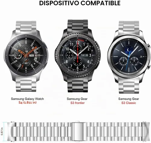 Vista 3 de BaiHui - Correa de metal compatible con Galaxy Watch de 1.81 pulgadas, Gear S3 Classic/Frontier, sin huecos, de liberación rápida, de acero