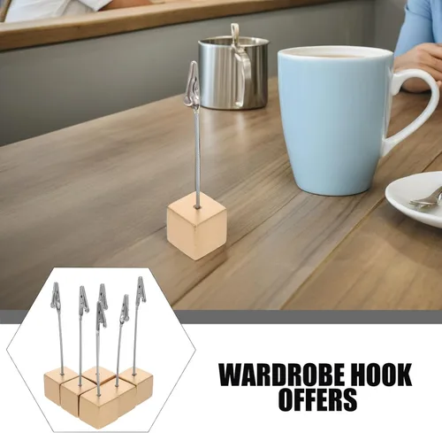 Vista 5 de 10pcs Metallic Cube Base Photo Display Clips with Alligator Clasp, Desk Memo Holders for Office Paper Notes, Table Number and Name Card Stand, Paper